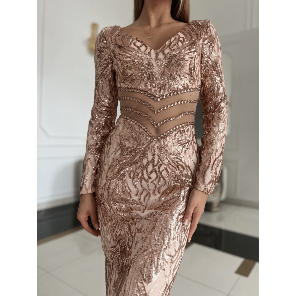 ZLATNA SVEČANA HALJINA DUGIH RUKAVA